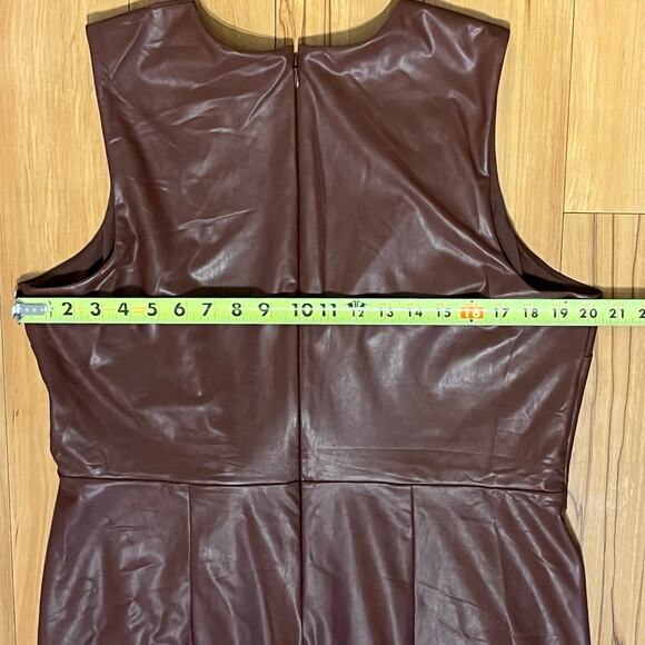 Express Faux Leather Twist Front Midi Dress XL Brown Sleeveless Bodycon - Picture 10 of 13